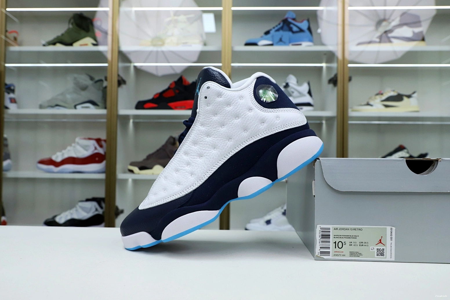 AIR RETRO JORDAN BLUE 414571-144 POWDER OBSIDIAN WHITE 13 0213